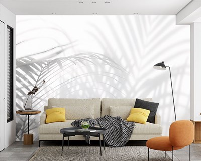 Duvarda Yaprak Gölgesi Görünümlü 3 Boyutlu Duvar Kağıdı Modeli