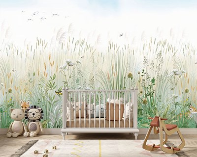 Tatlı Minik Bahçe Bebek Odası Duvar Kağıdı