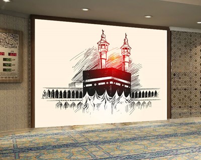 Kabe Vektörel Çizim Kubbeler Manzaralı Dini Duvar Kağıdı Modeli