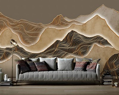 Sismik Dalgalar Görünümlü Fantastik 3D Duvar Kağıdı Modeli 