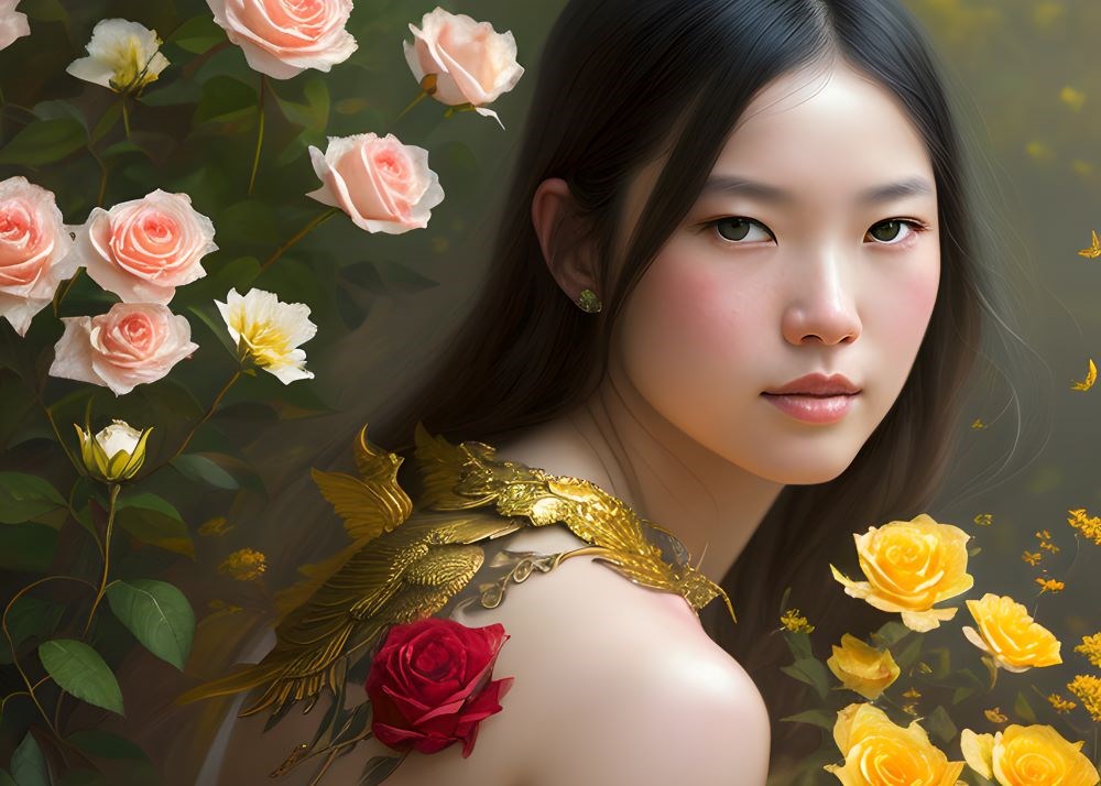 Asyalı Kız Duvar Kağıdı 3D 