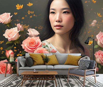 Asyalı Kadın 3D Duvar Kağıdı