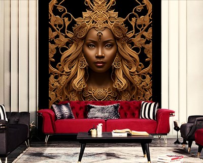 Saçları Motif Desen Siyahi Kadın Duvar Kağıdı 3D