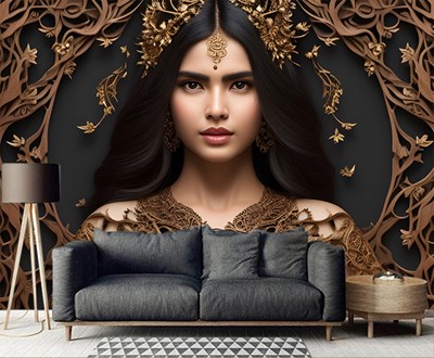 Asil Türk Kraliçesi Özel Tasarım 3D Duvar Kağıdı 