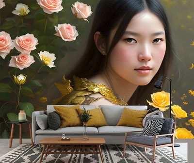 Asyalı Kız Duvar Kağıdı 3D 