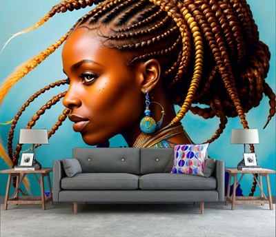 Rasta Saçlı Siyahi Kadın 3D Duvar Kağıdı 