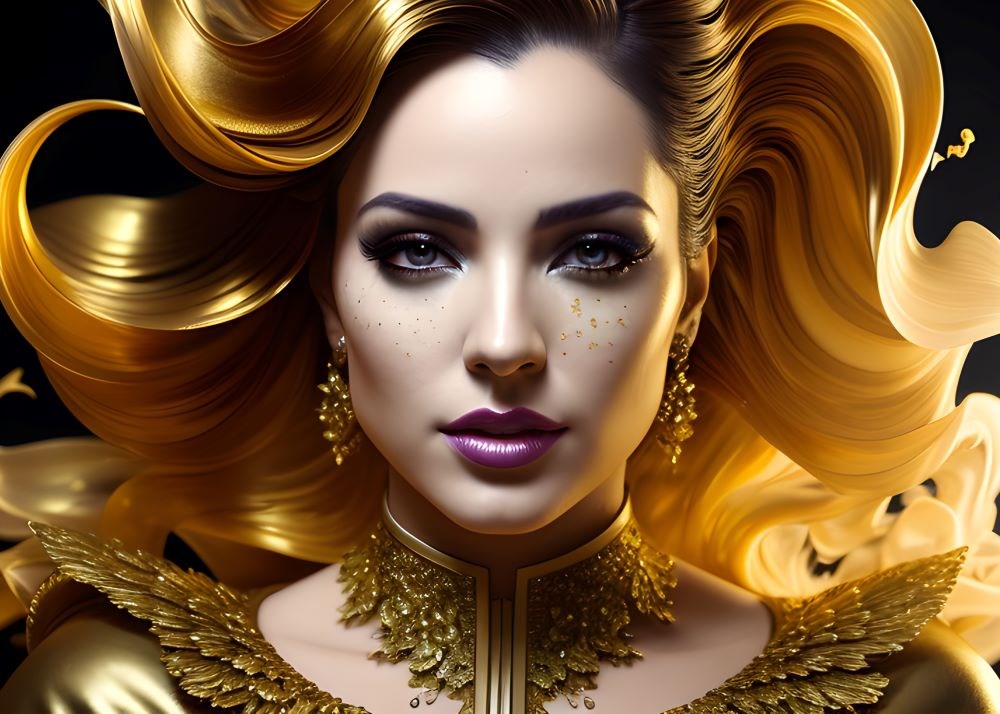 Altın Elbiseli Fantastik Kraliçe Duvar Kağıdı 3D