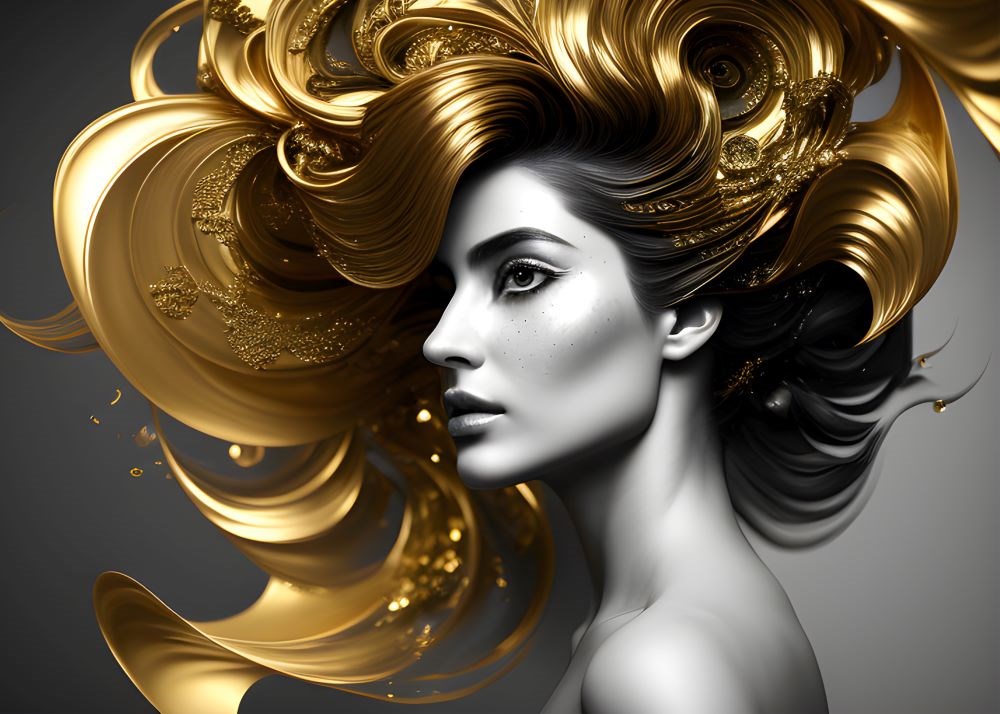 Altın Dalgalı Saçlı Güzel Kadın Bayan Kuaförü Duvar Kağıdı 