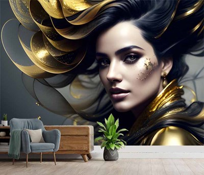 Kuyumcu Dükkanı Altın Kadın Duvar Kağıdı 3D