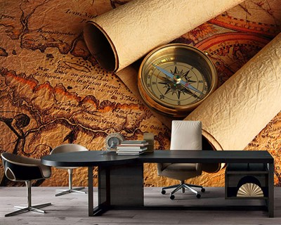 Eski Dünya Haritası Temalı Duvar Kağıdı Modeli
