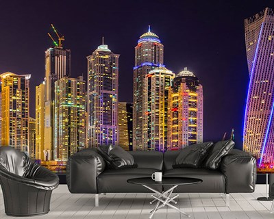 Gece Dubai Manzaralı Duvar Kağıdı Modeli
