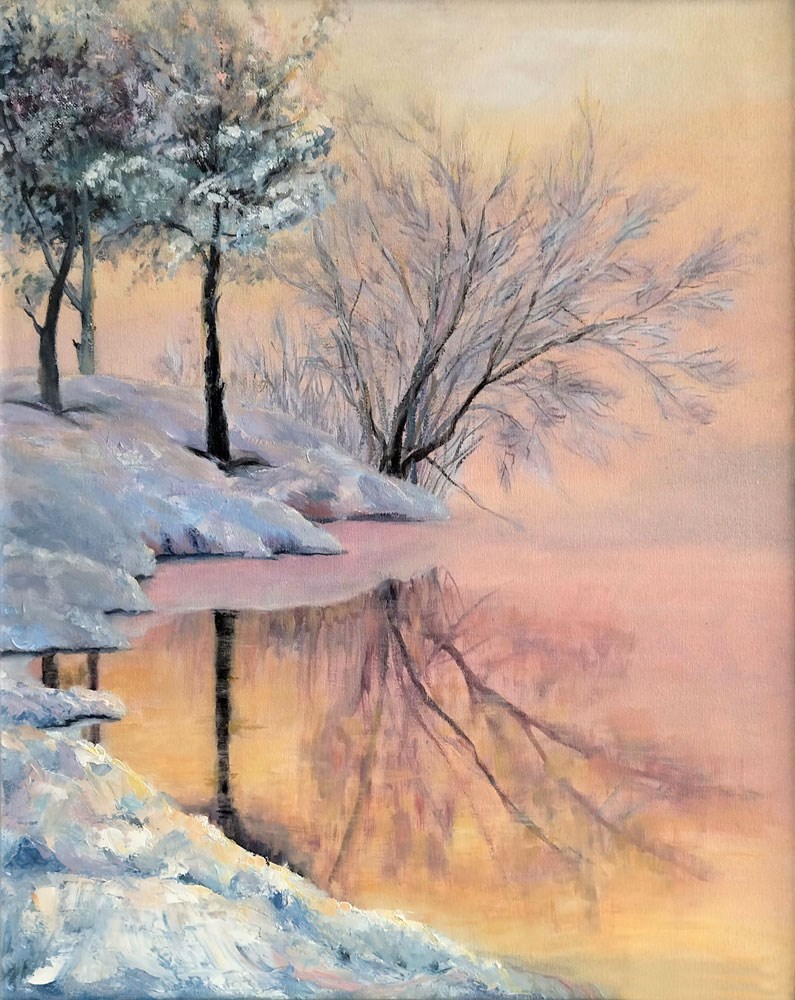 Kış Ağaç Göl Manzaralı Duvar Kağıdı Modeli