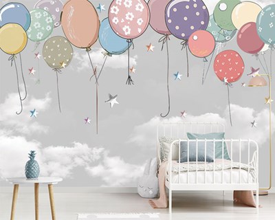Balonlu Bebek Odası Duvar Kağıdı Modeli