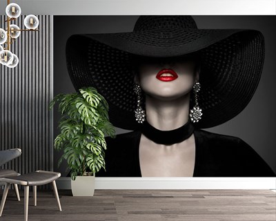 Siyah Şapkalı Kadın Duvar Kağıdı Modeli