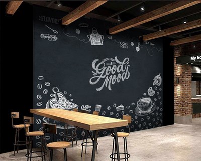Good Food Yazılı Vektör Cafe Duvar Kağıdı Modeli