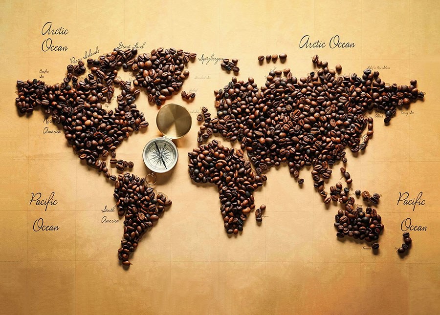 Kahve Çekirdeği Dünya Haritası Duvar Kağıdı Modeli