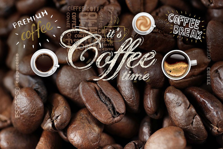 Coffee Time Yazılı Duvar Kağıdı Modeli
