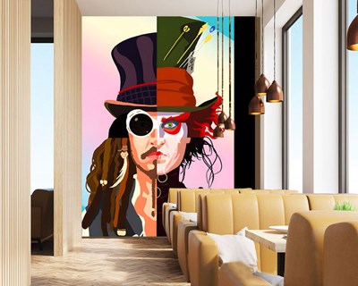 Çılgın Şapkacı ve Jack Sparrow Kübik Tablo Duvar Kağıdı Modeli  