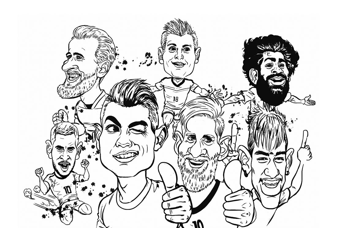 Ünlü Yabancı Futbolcuların Karikatürleri Duvar Kağıdı Modeli