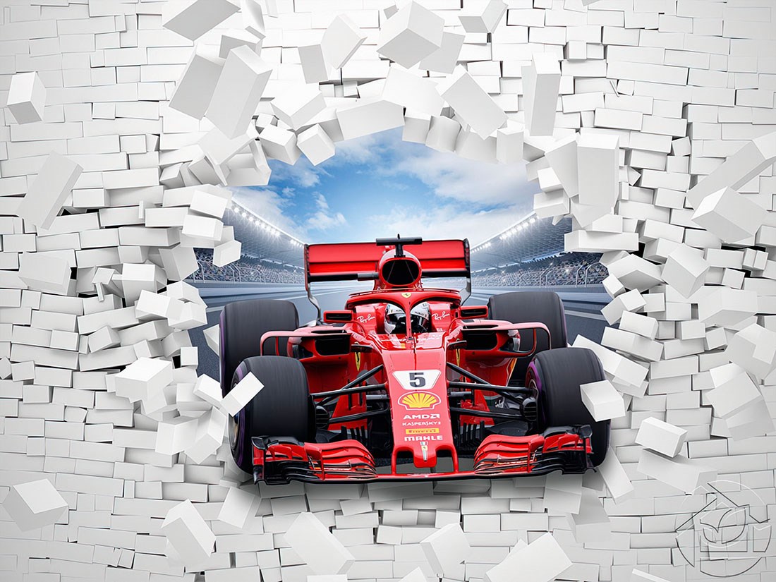Kırmızı F1 Yarış Arabası Duvar Kağıdı Modeli