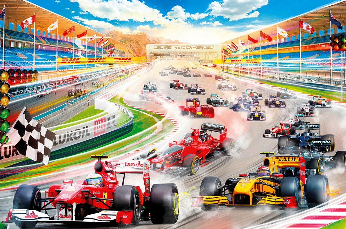 F1 Yarışları Resimli ÇOCUK ODASI DUVAR KAĞIDI Modeli