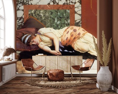 JOHN WİLLİAM GODWARD Uyuyan Kadın Tablosu duvar Kağıdı Modeli