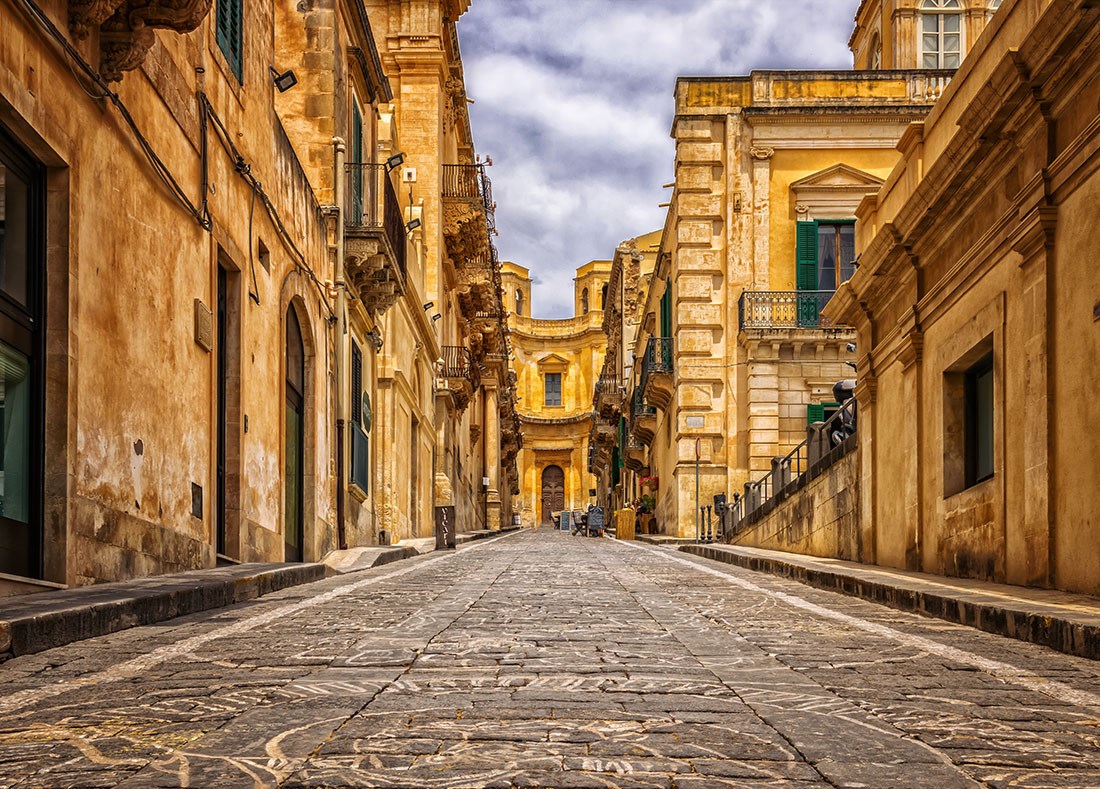 Sicilya Sokakları Manzaralı Duvar Kağıdı Modeli
