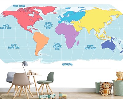 Çocuklar İçin Dünya Haritası Duvar Kağıdı Modeli
