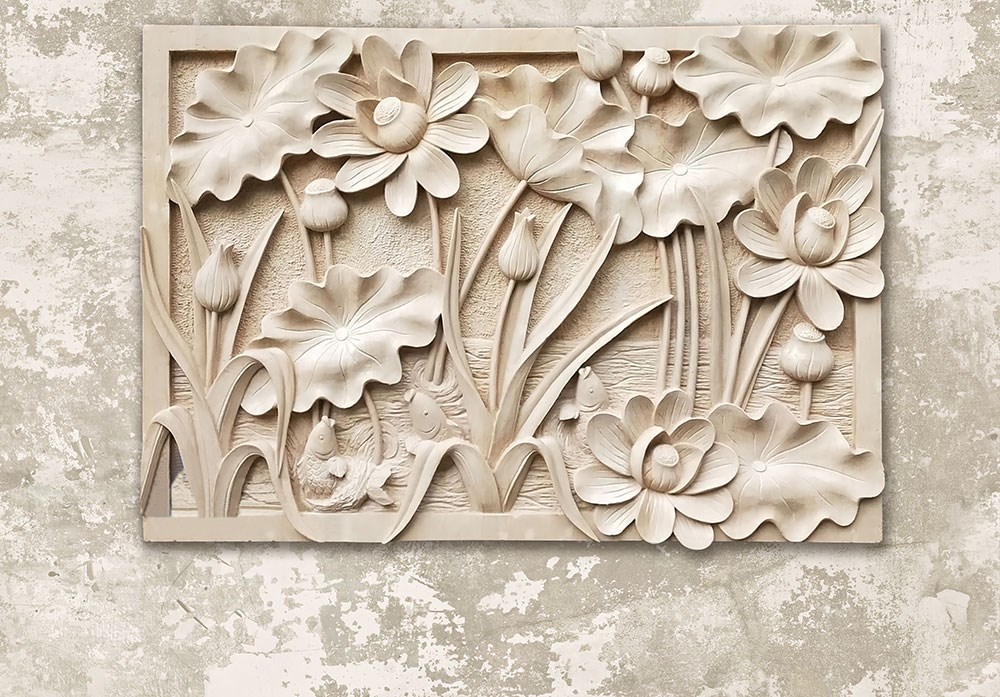 Duvar Kabartma Çiçekler 3D Duvar Kağıdı Modeli
