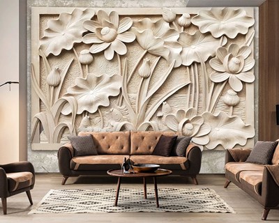 Duvar Kabartma Çiçekler 3D Duvar Kağıdı Modeli