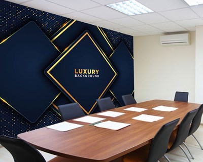 Gold Baskılı Lacivert Zemin Duvar Kağıdı Modeli