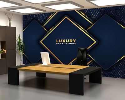 Gold Baskılı Lacivert Zemin Duvar Kağıdı Modeli