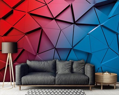 Kırmızı ve Mavi Geometrik Duvar Kağıdı Modeli
