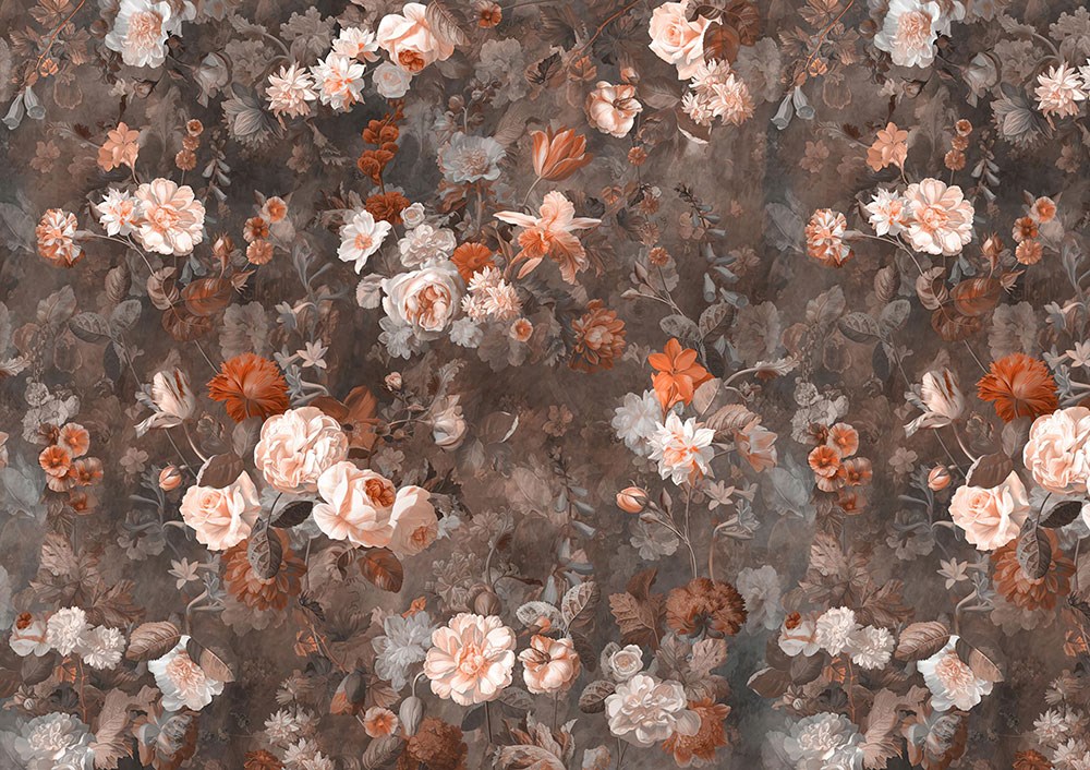 Vintage Tarz Çiçek Baskılı Duvar Kağıdı Modeli