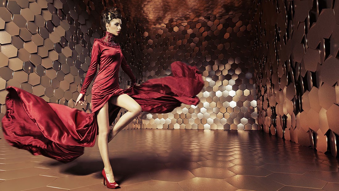 Kırmızı Elbiseli Bayan Model Duvar Kağıdı Modeli