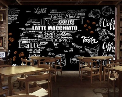 Vektörel Tasarım Cafe Duvar Kağıdı Modeli