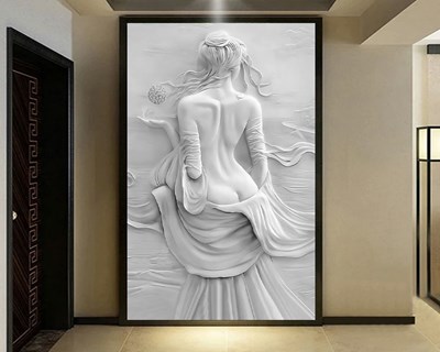Kabartma Kadın Heykeli Duvar Kağıdı Modeli