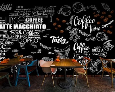 Vektörel Tasarım Cafe Duvar Kağıdı Modeli