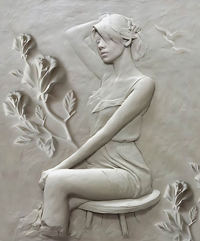 Duvar Heykeli Kadın Model Kabartma 3D Duvar Kağıdı Modeli 