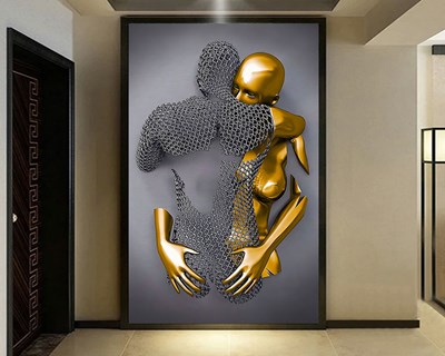 Aşk Temalı Duvar da Heykel 3D Duvar Kağıdı Modeli