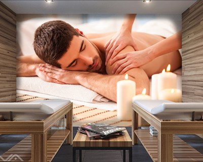 Erkek Sırt MAsajı Resimli Spa MErkezi duvar Kağıdı Modeli