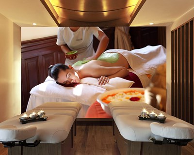 Yosun MAsajı Resimli Spa Salonu Duvar Kağıdı Modeli