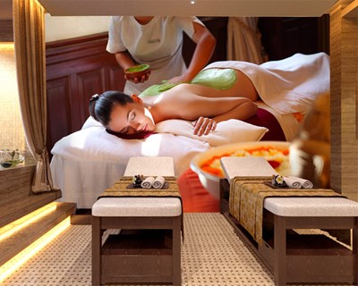 Yosun MAsajı Resimli Spa Salonu Duvar Kağıdı Modeli