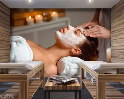 Yüz Bakımı İçerikli Özel Spa Masaj Duvar Kağıdı Modeli